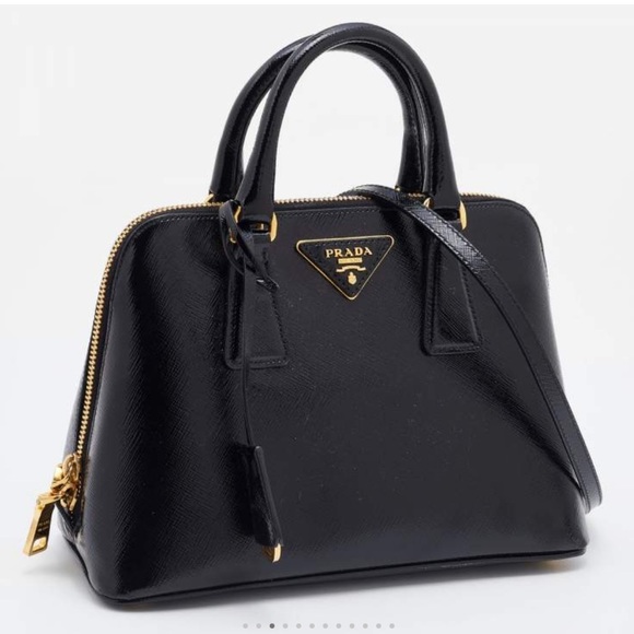 Authentic Prada Saffiano Vernice black satchel bag, detachable strap included - Picture 2 of 8